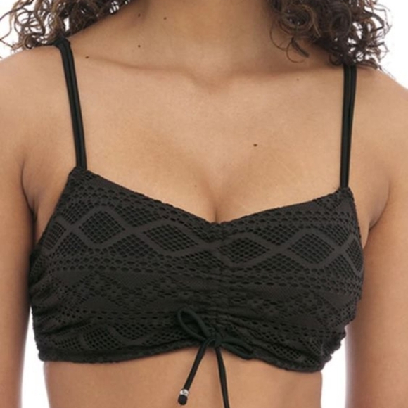 Freya Black Textured Bikini Top, New w Tag, Size M (34D) - Picture 2 of 5